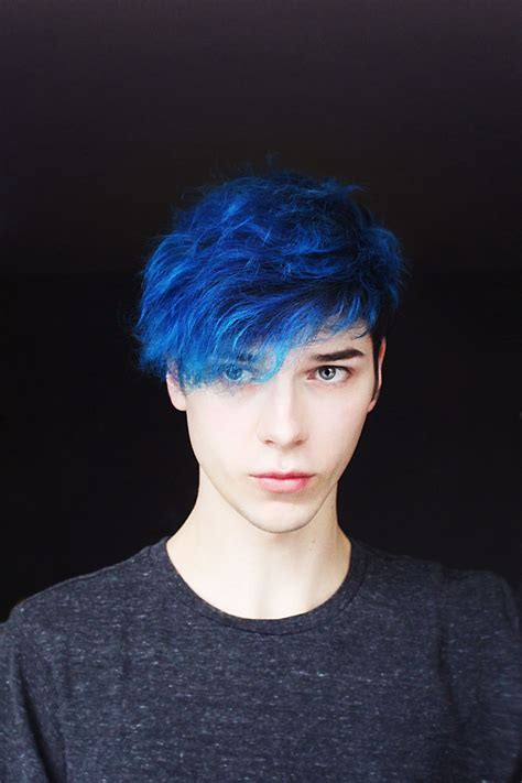 mens blue hair color|blue curly hair boy.